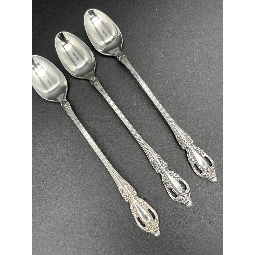 Brahms Stainless Iced Tea Spoons 3 Piece Set Oneida Silver Distinction Plus